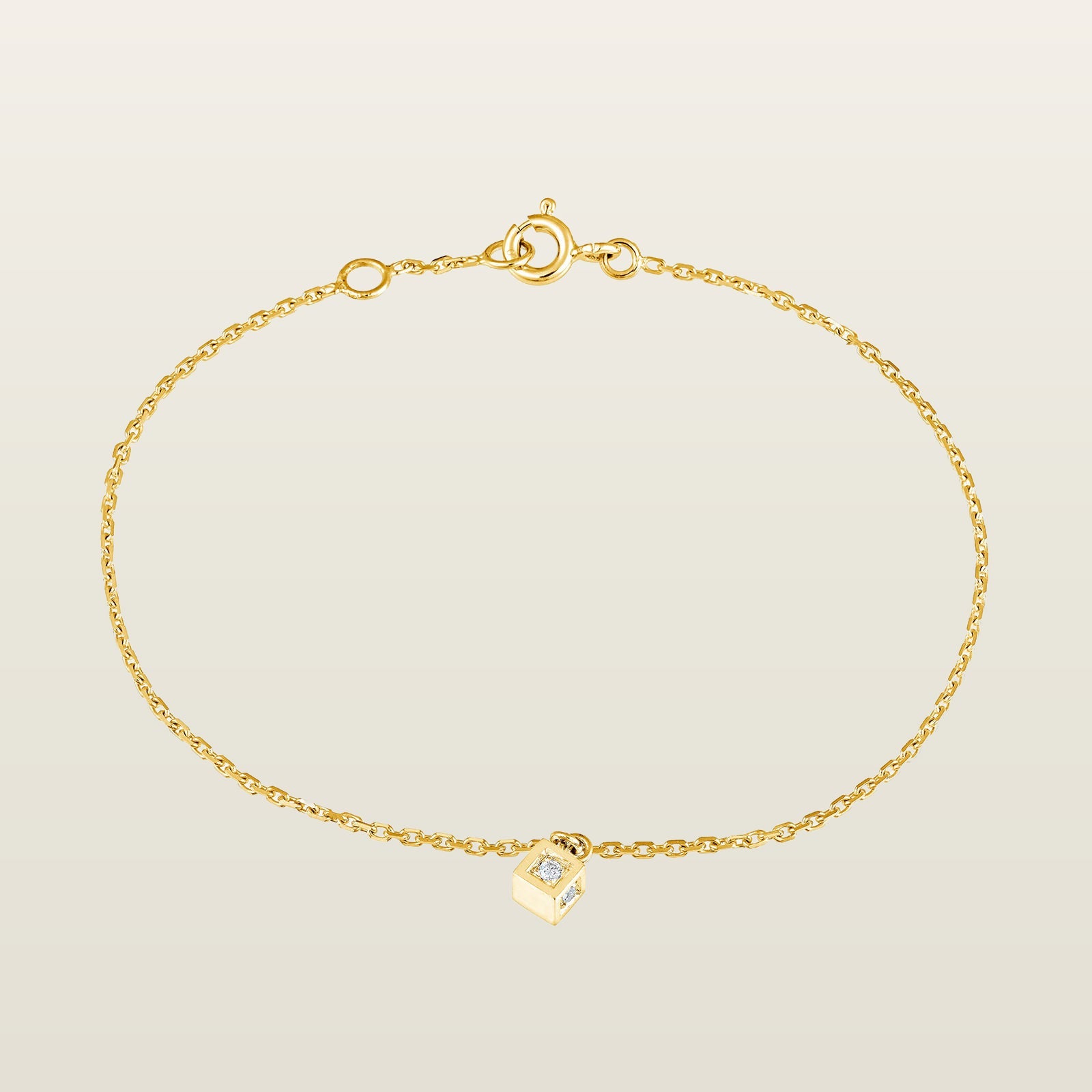 Cube sertiBracelet, or, diamants - CLOZ