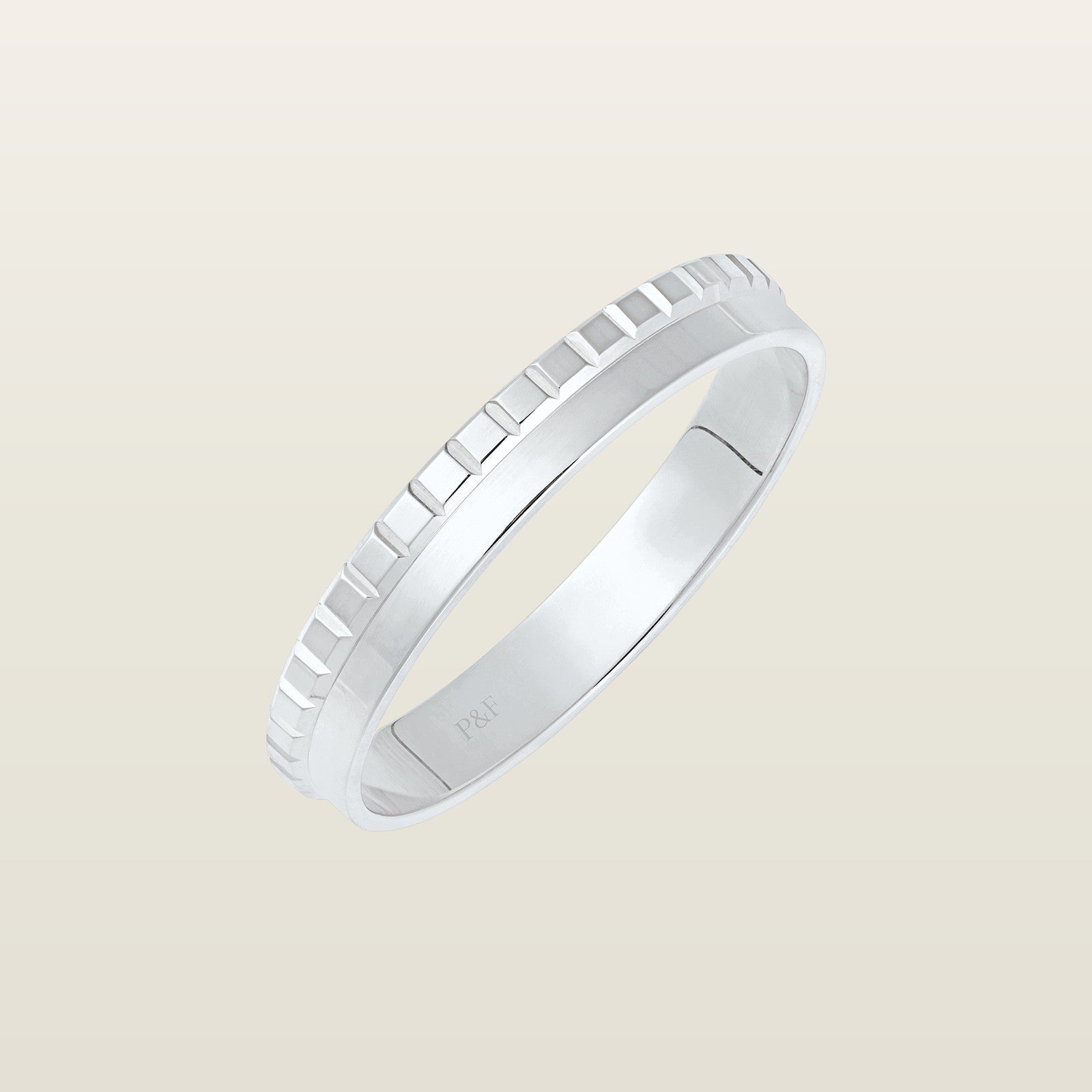 Scala deux rangs, lisse et pavéBague, or blanc, or jaune - PON