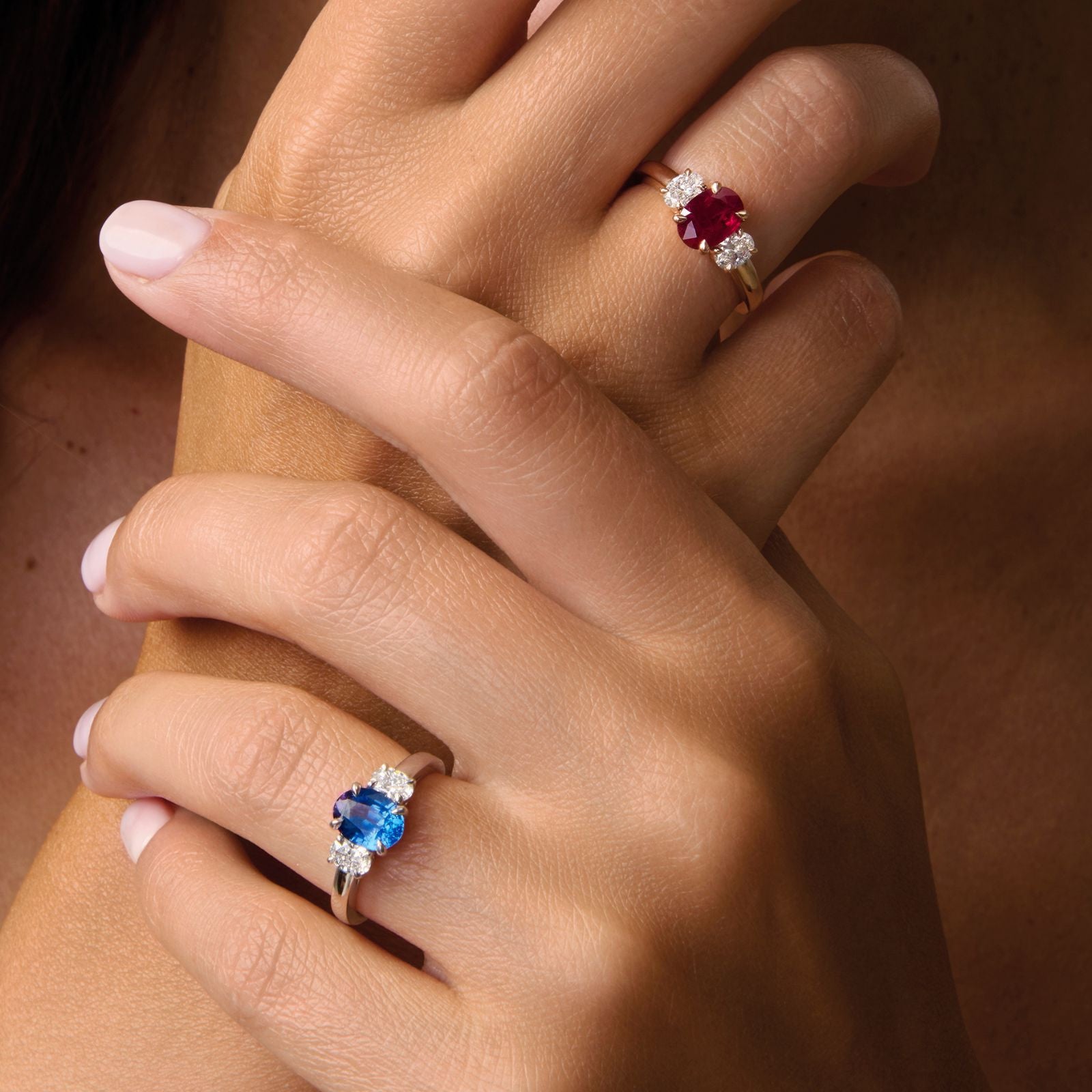 TrilogieBague, or, saphir, diamants taille ovale - PF