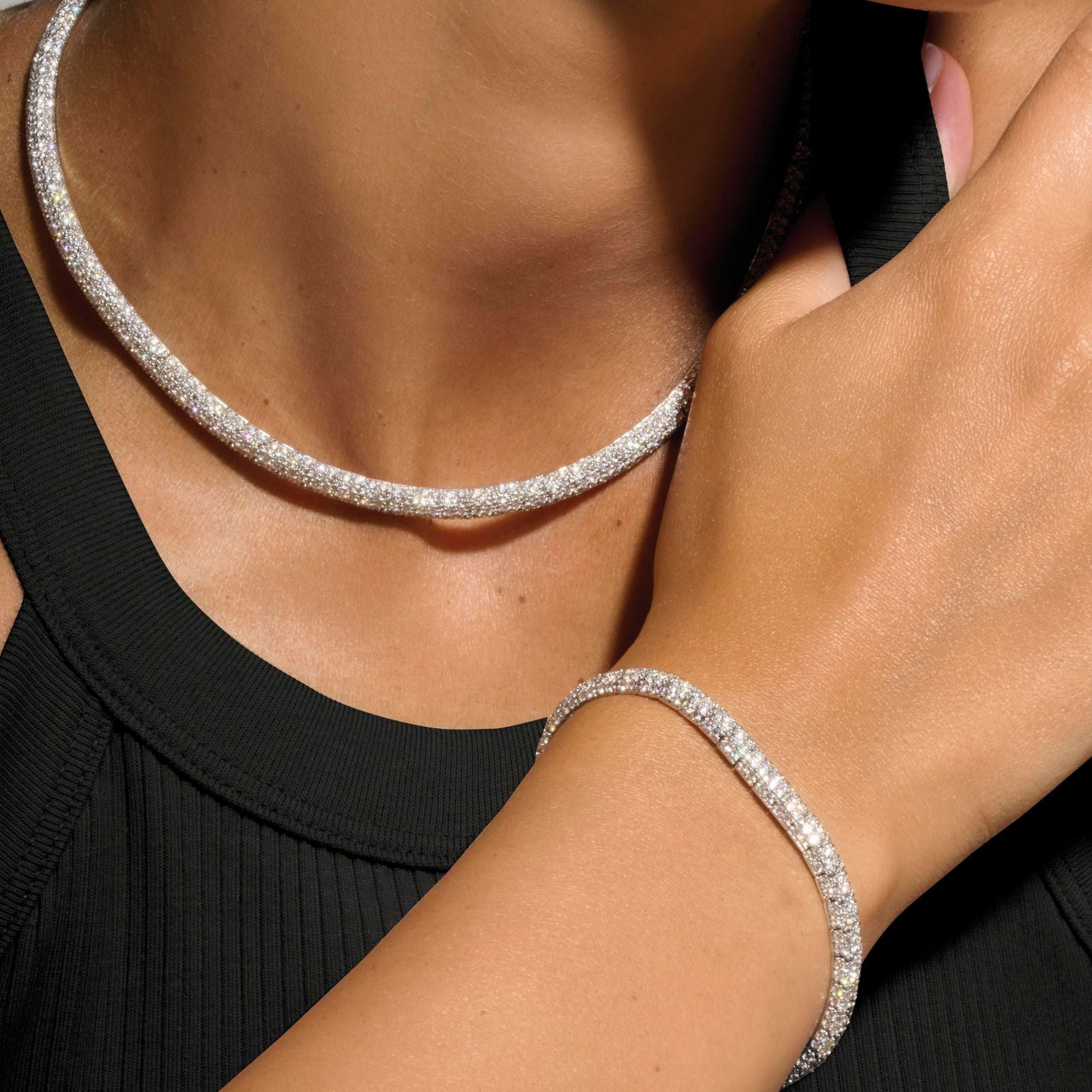 Rivière pavageBracelet, or, diamants - SOFR