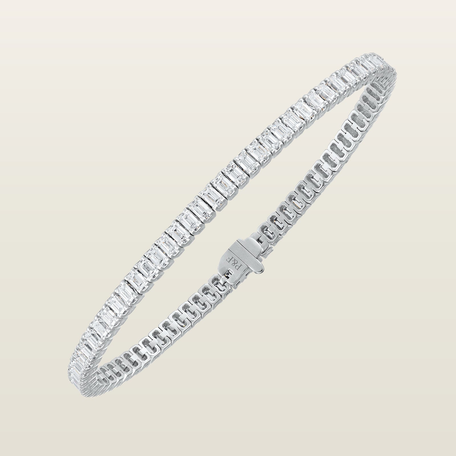 Rivière taille émeraudeBracelet, or, diamants taille émeraude - FABC