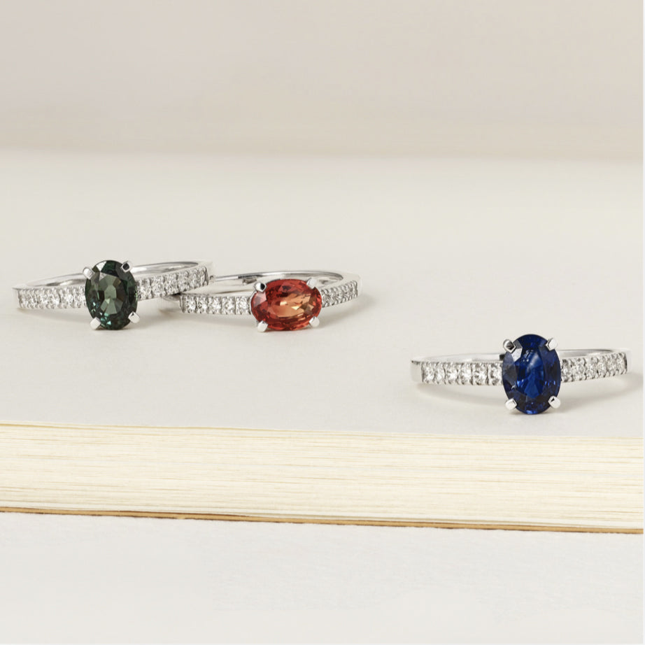 Bague Délice saphir vertBague or blanc, saphir vert, diamants  - PF