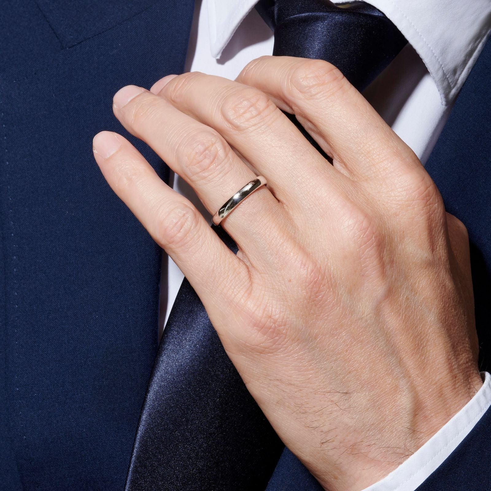 Ruban Pellegrin 1840Alliance homme, or blanc - PON