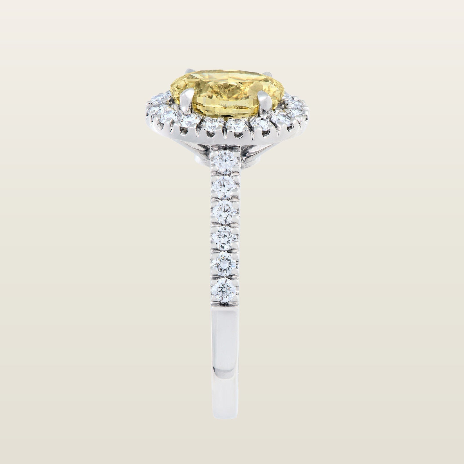 Anaïs 1840Solitaire, or blanc, diamant fancy yellow taille ovale, diamants - PF