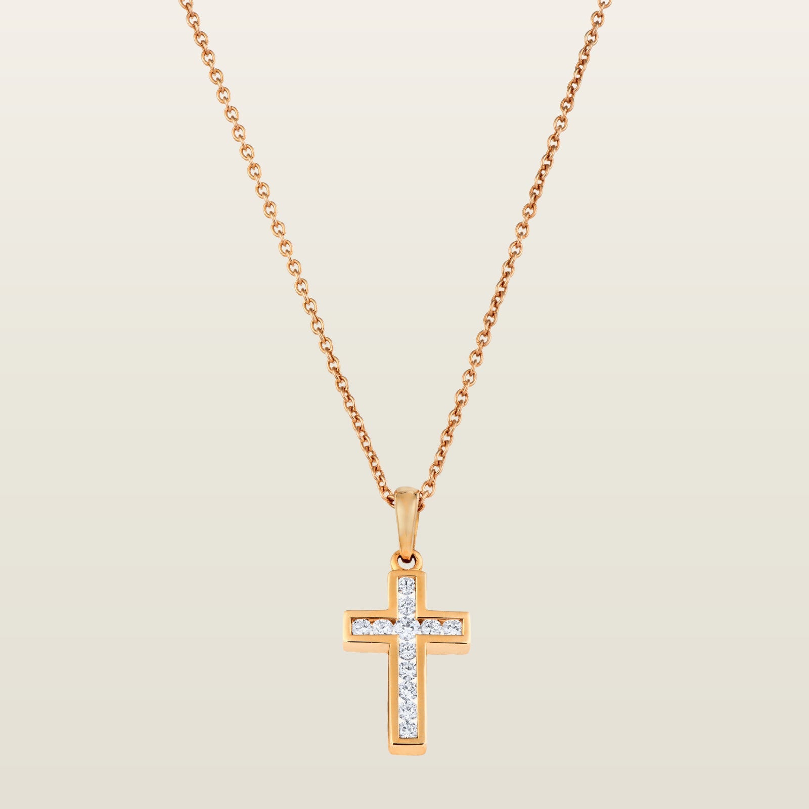 Croix serti railsPendentif, croix, diamants - TPO