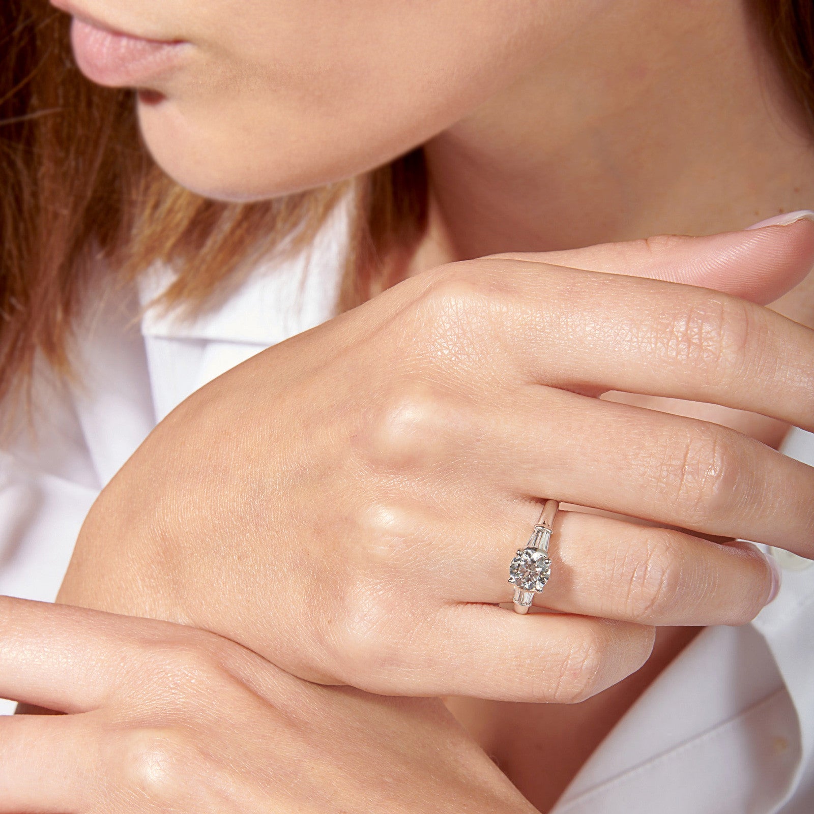 BambouSolitaire, or blanc, diamant taille brillant - PF