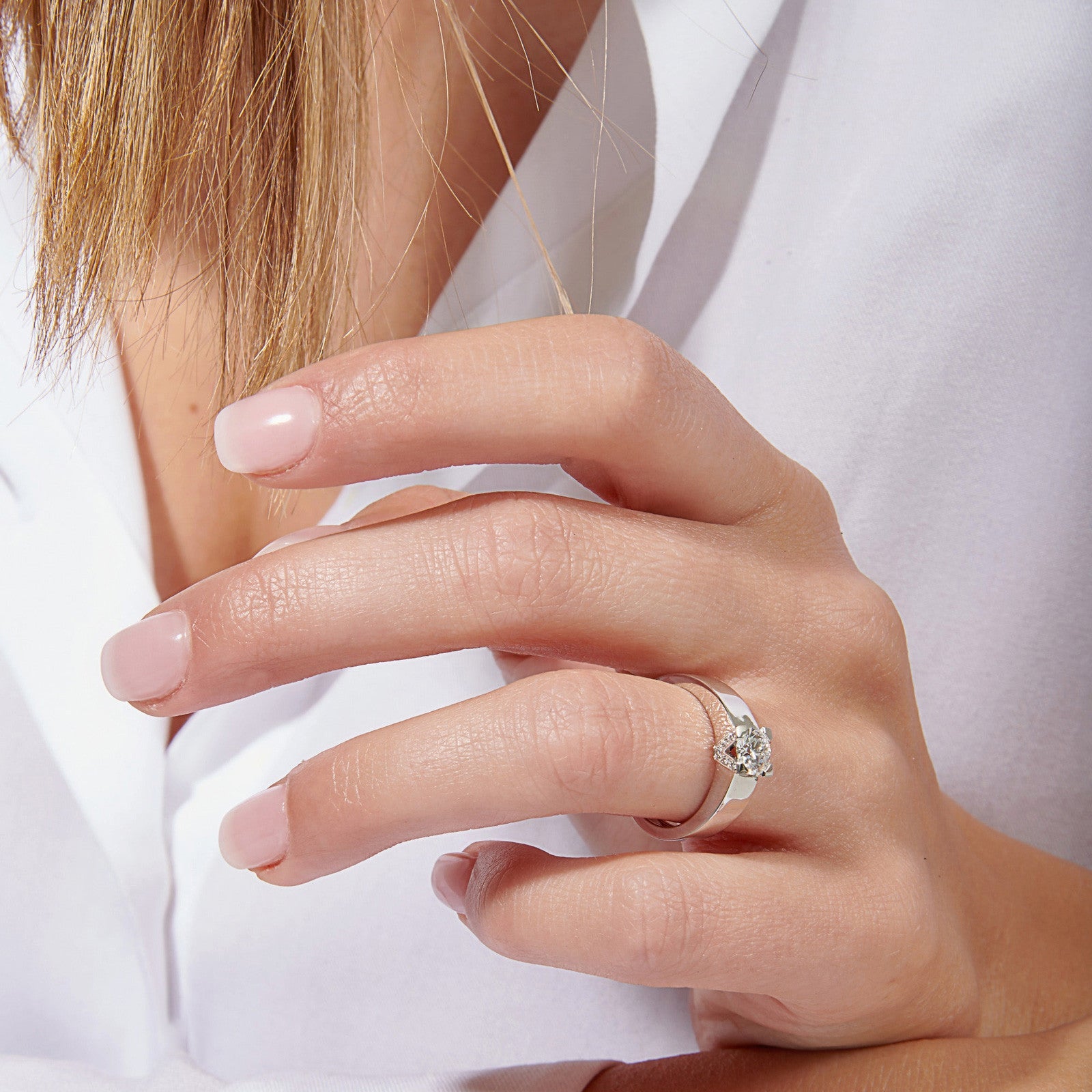 VictoriaSolitaire, or blanc, diamant taille brillant, diamants - PF