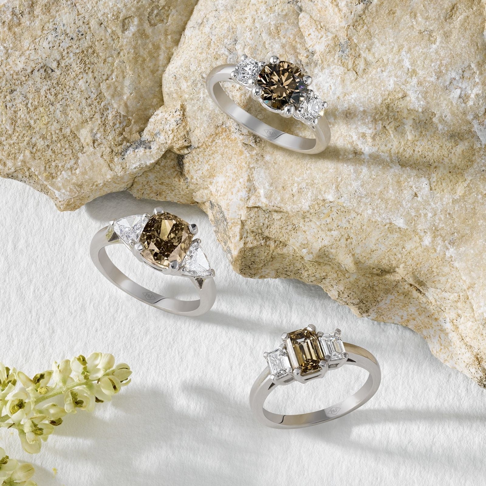 TrilogieSolitaire Fancy Brown, diamants - PF