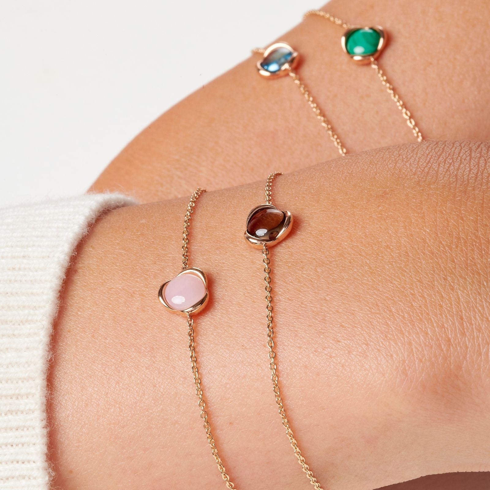 RosaBracelet, or rose, topaze bleue - TPO