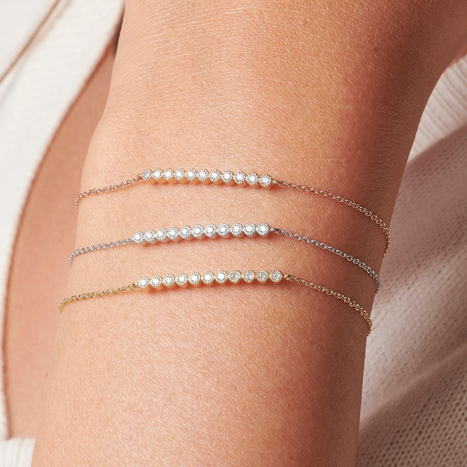 Bracelet diamants serti clos perlé