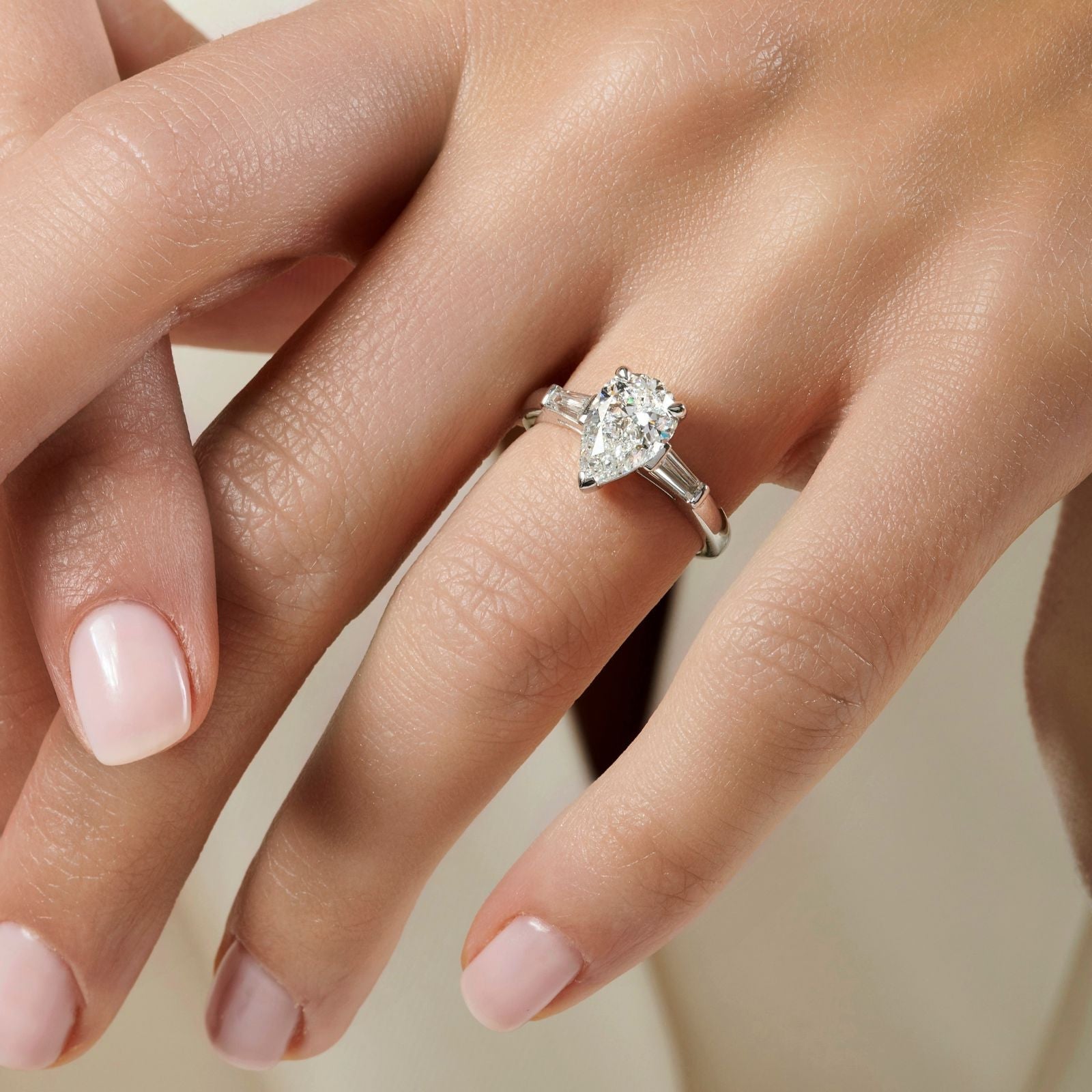 BambouSolitaire, or, diamant taille poire, diamants - PF