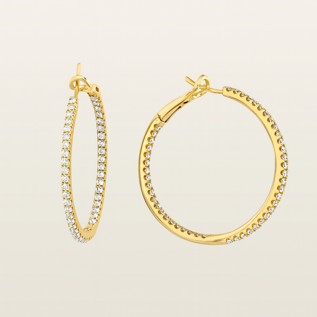 Créoles serties double faceBoucles d'oreilles, or, diamants - MIL