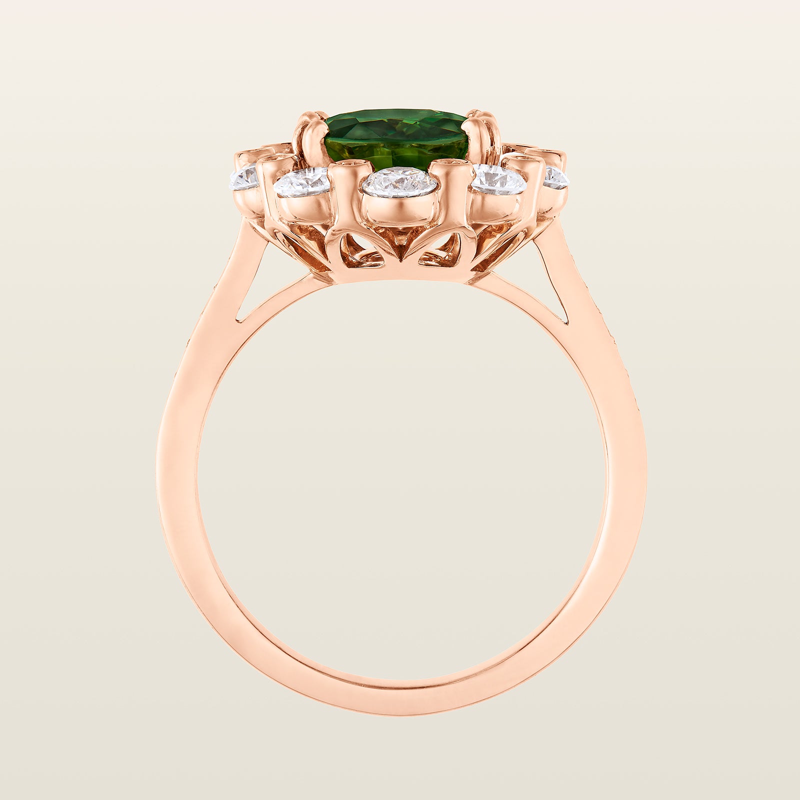 DianaBague, or rose, saphir vert, diamants - PF