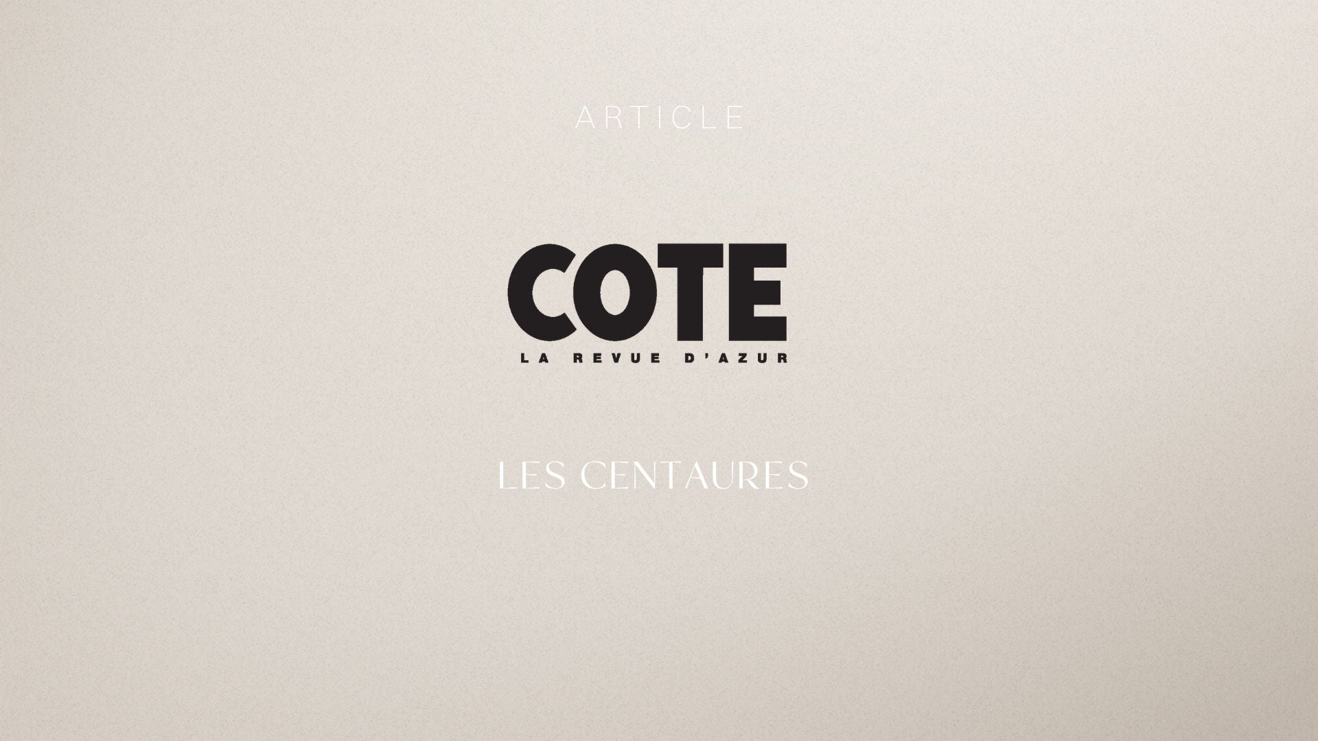 Ils parlent de nous COTE MAGAZINE