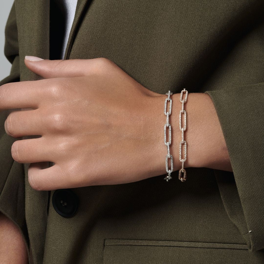 Maille FigaroBracelet, or, diamants - VEND