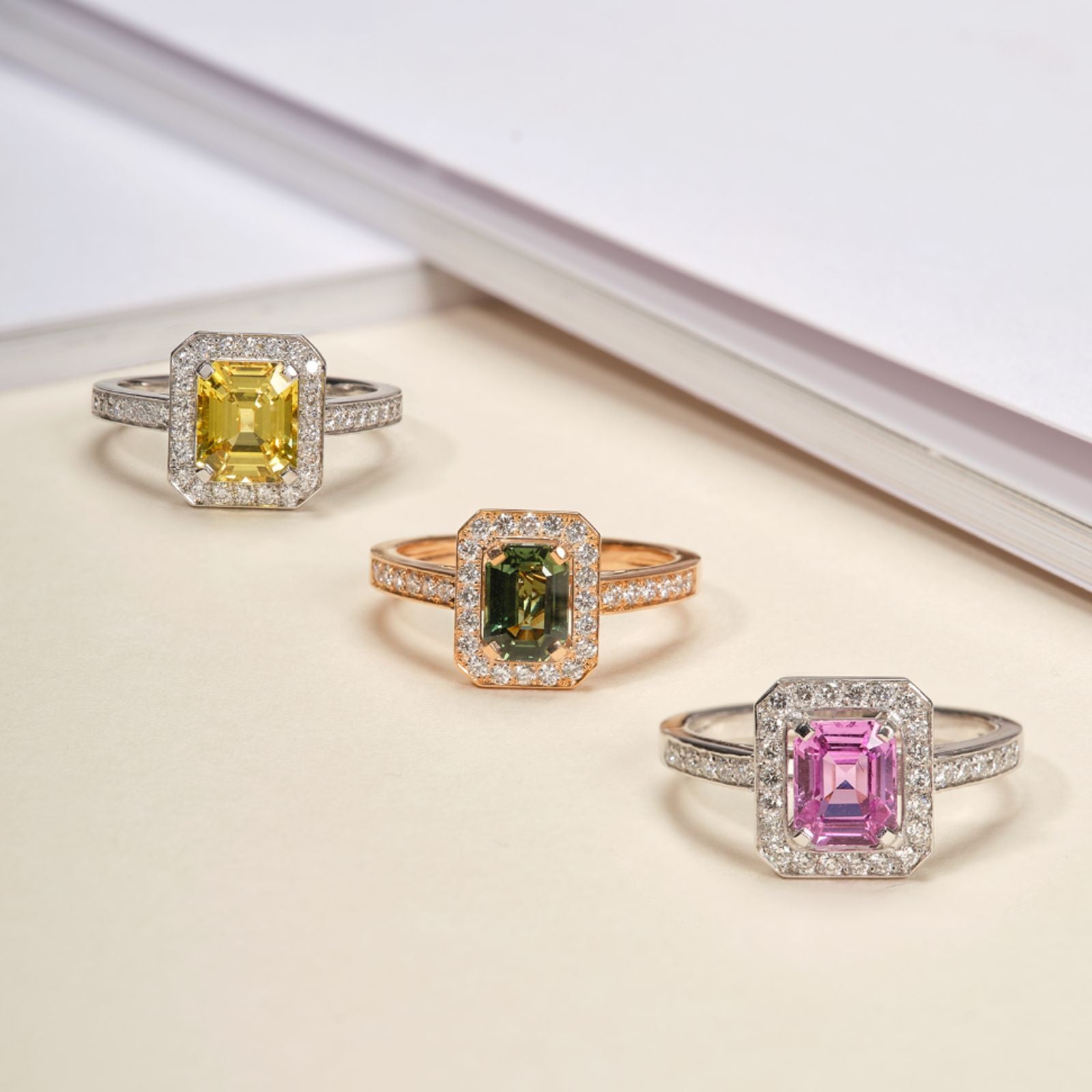 VendômeBague, or rose, saphir vert, diamants - PF