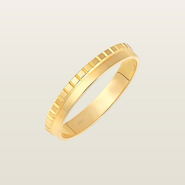 Scala deux rangs, lisse et pavéBague, or blanc, or jaune, or rose - PON