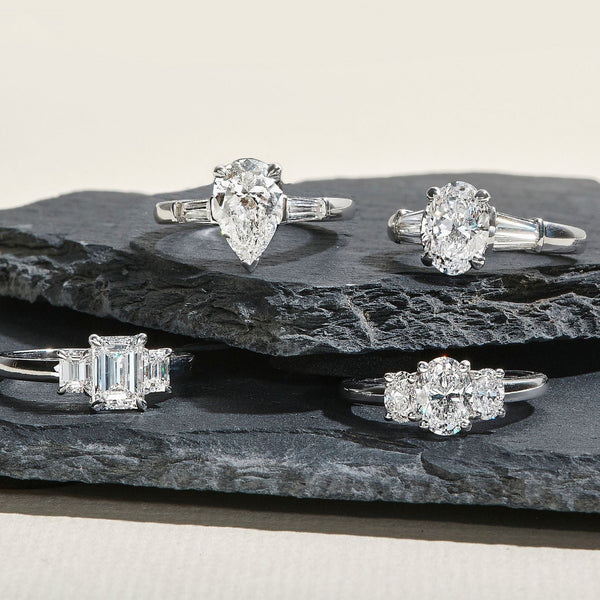 TrilogieSolitaire, or blanc, diamant taille ovale, diamants - PF