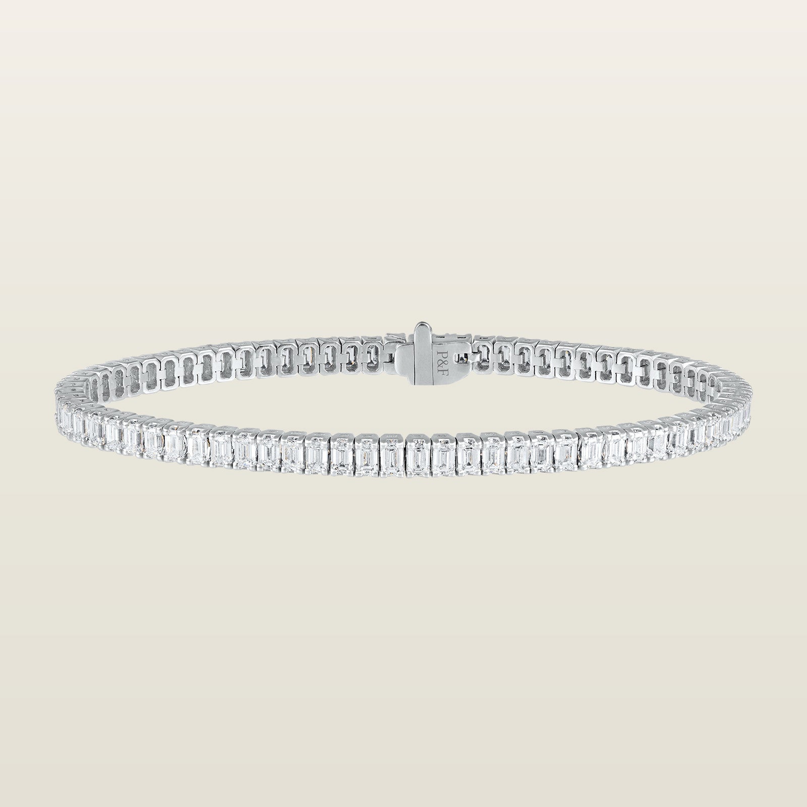 Rivière taille émeraudeBracelet, or, diamants taille émeraude - FABC