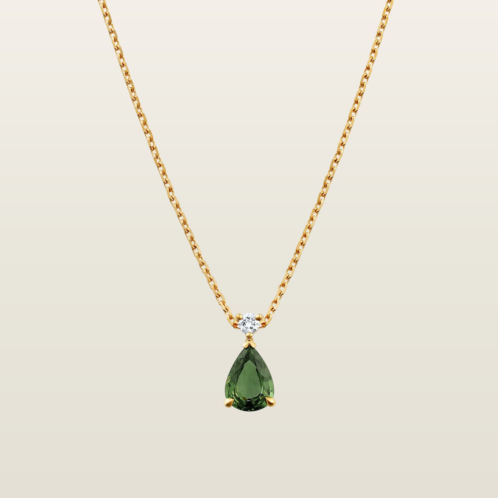 ÉternitéPendentif, or, saphir vert taille poire, diamant - CAL
