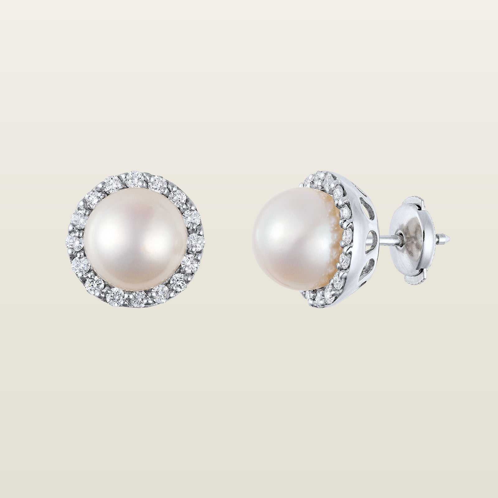 Perles Eau douce entourage diamants