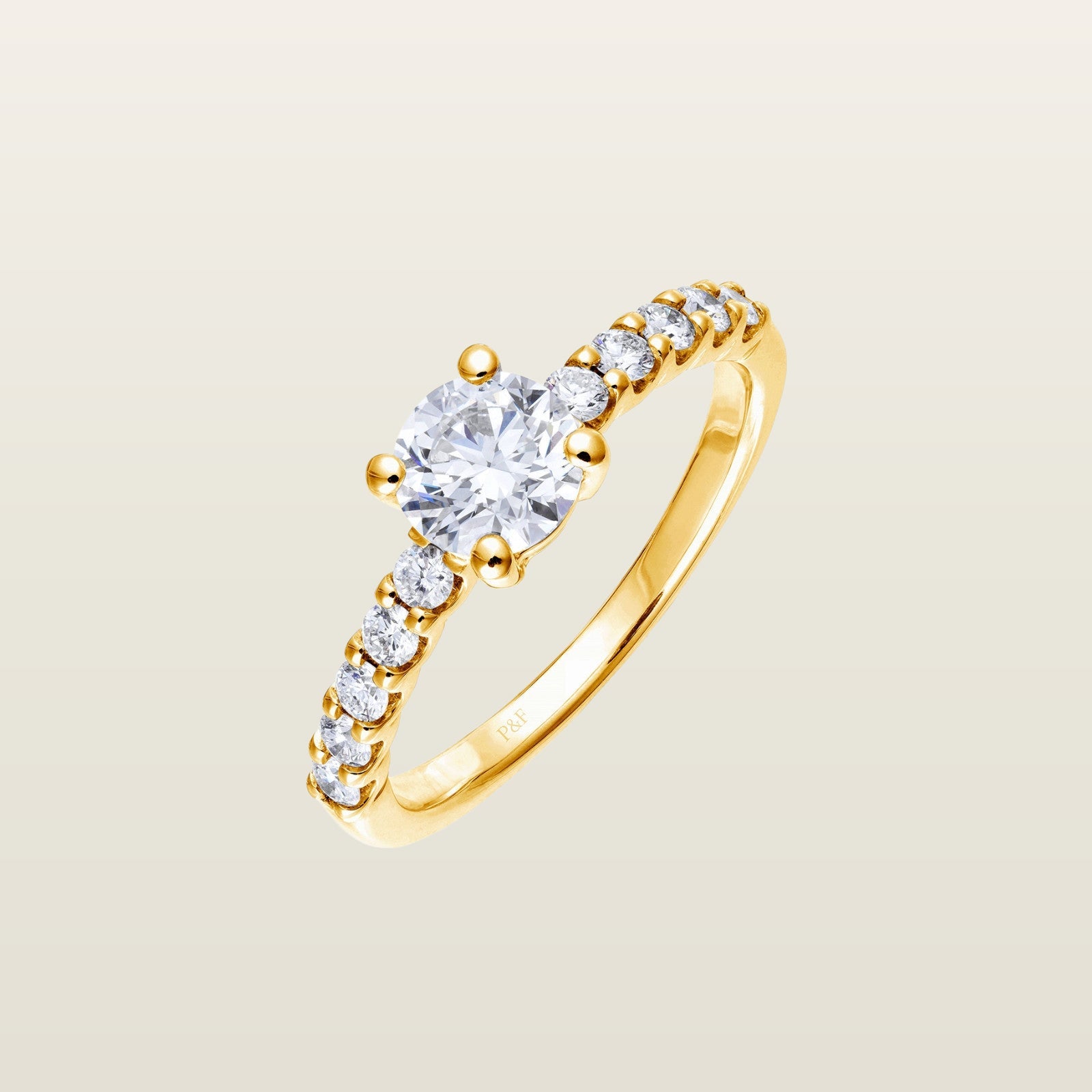 LiviaSolitaire, or, diamant taille brillant, diamants - PF