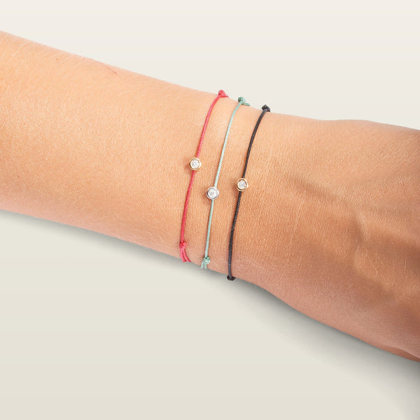 Diamant serti closBracelet sur cordon, or, diamant - SFM