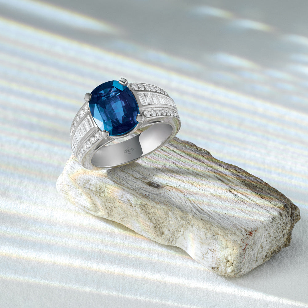 ByzanceBague, or blanc, saphir, diamants - PF