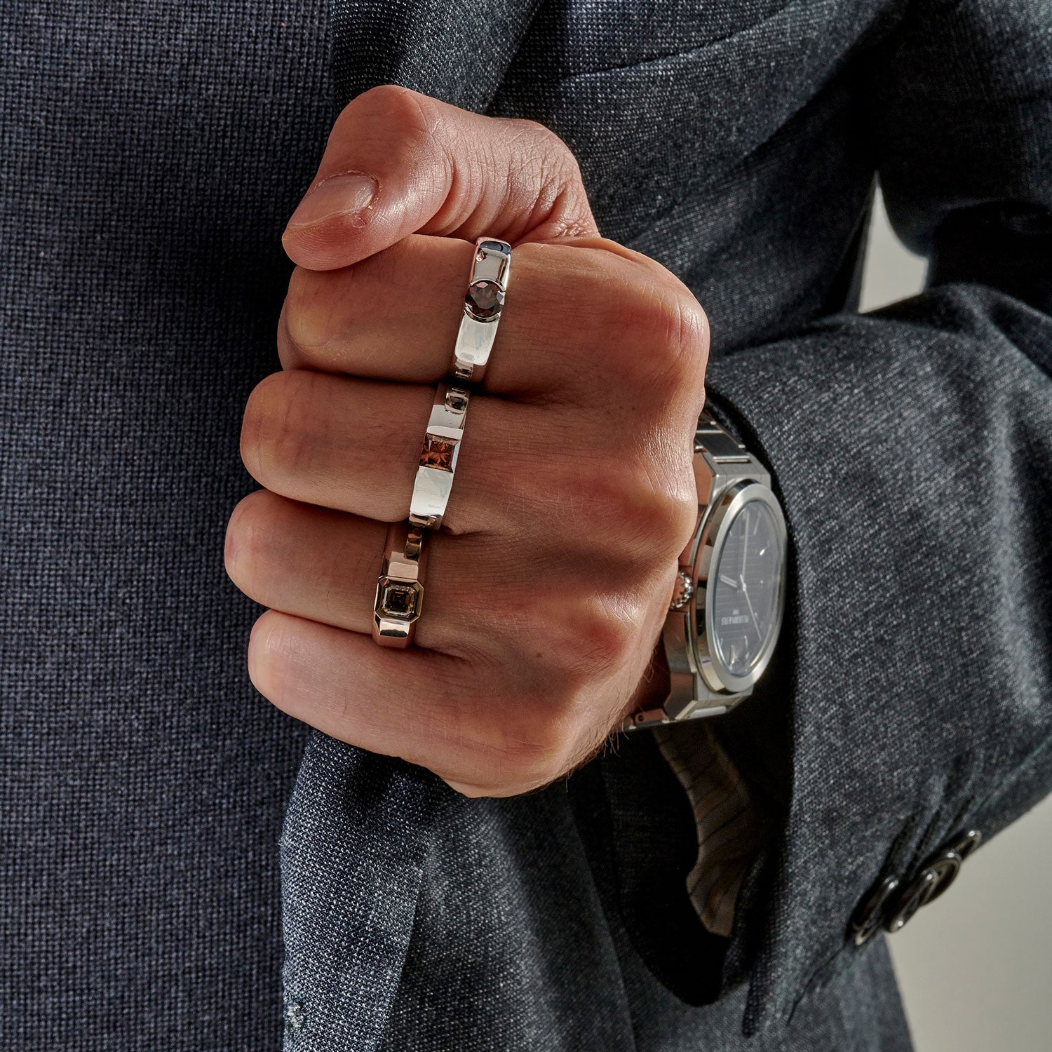 Bague Jonc diamant cognac - PF