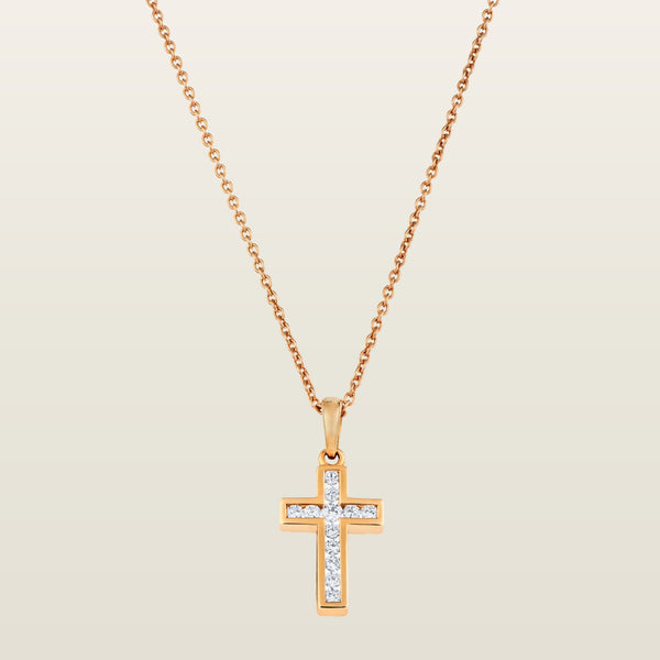 Croix serti railsPendentif, croix, diamants - TPO