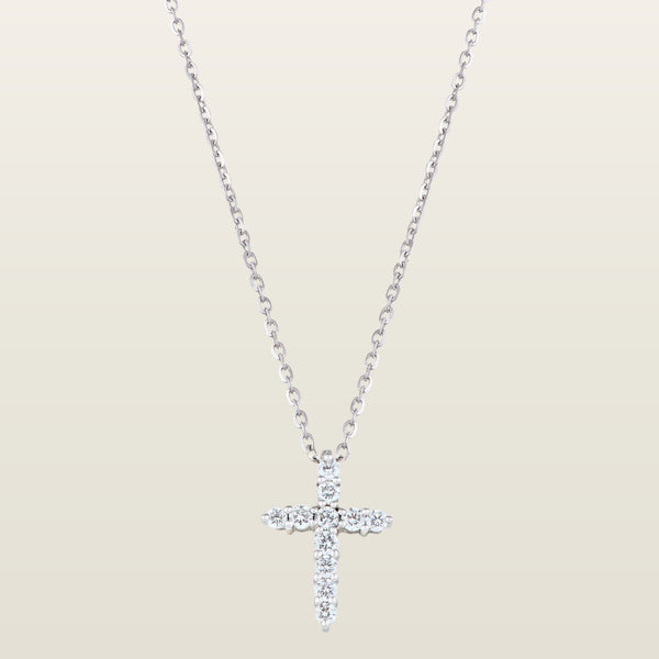 Croix serti griffesPendentif, or, diamants - TPO