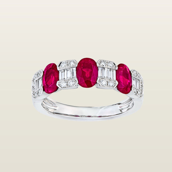 Belle ÉpoqueBague, or blanc, rubis, diamants - TPO