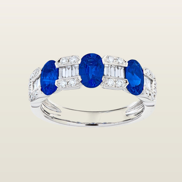 Belle ÉpoqueBague, or blanc, saphirs, diamants - TPO