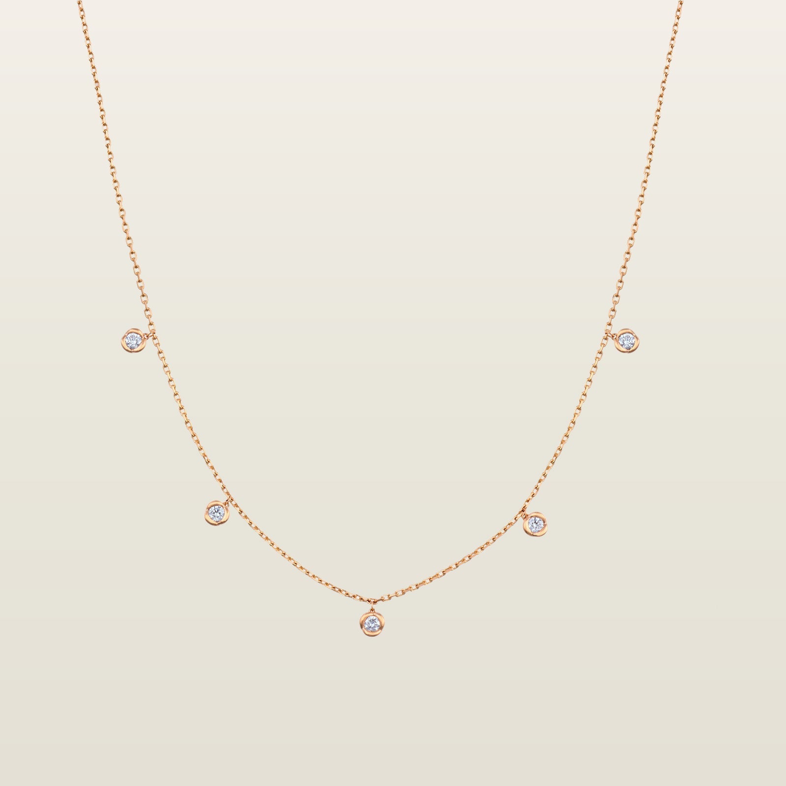 RosaCollier, or rose, diamants - TPO