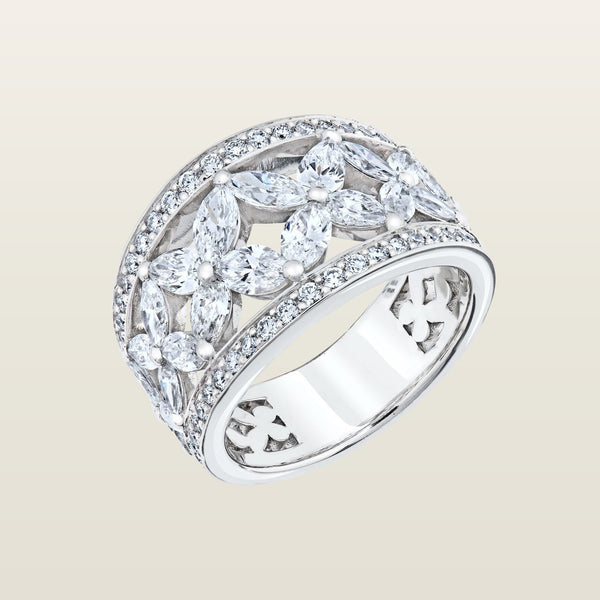 DentelleBague, or blanc, diamants  - CAL