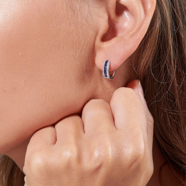 CassiopéeBoucles d'oreilles, or blanc, saphirs, diamants - MIL