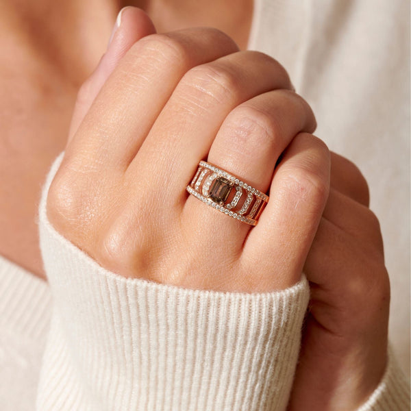 MajesticBague, or rose, diamant fancy brown, diamants - PF