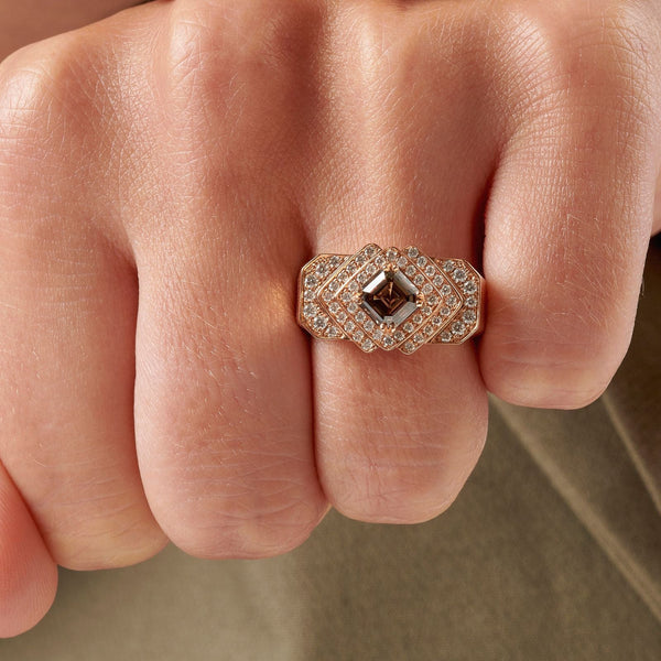 AlmériaBague, or rose, diamant fancy brown, diamants  - CAL