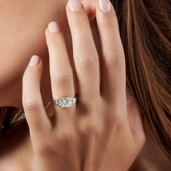 BabyloneBague, or blanc, diamant taille princesse, diamants - PF