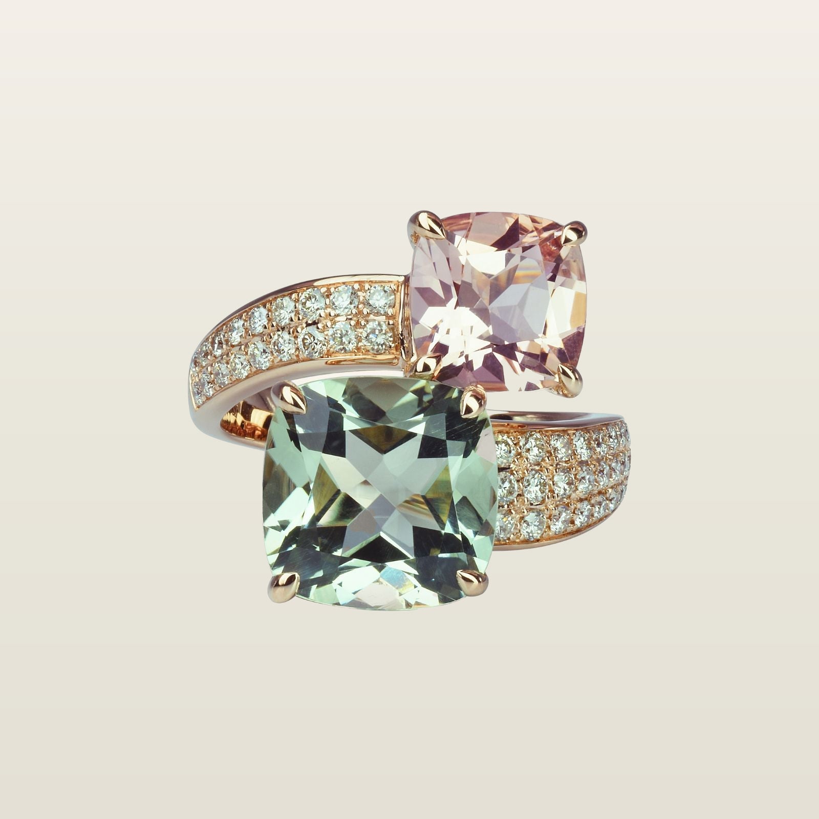 Pavé de Paris Morganite et Quartz vert