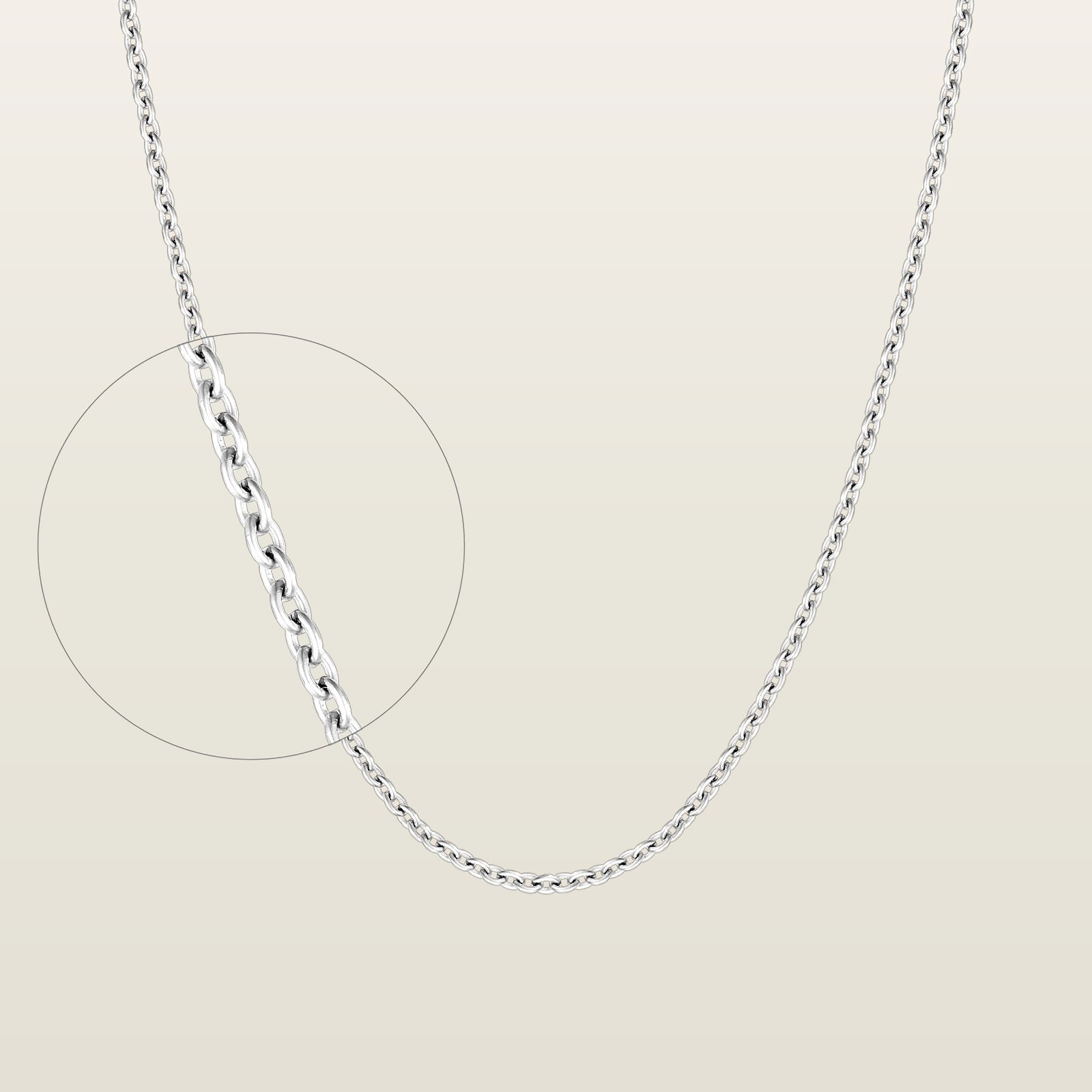 Maille forçat rondChaîne, or blanc - MR