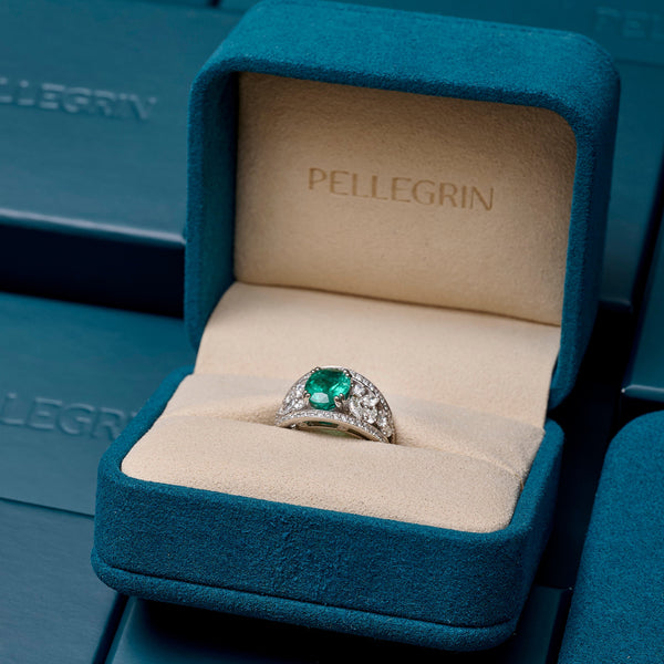 EugénieBague, or blanc, émeraude, diamants - PF