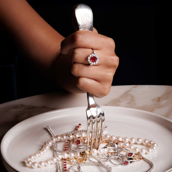 PompadourBague, or blanc, rubis, diamants - PF