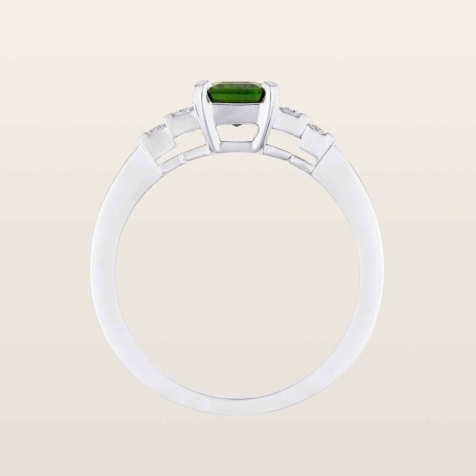 BabyloneBague, or blanc, saphir vert, diamants taille brillant - PF