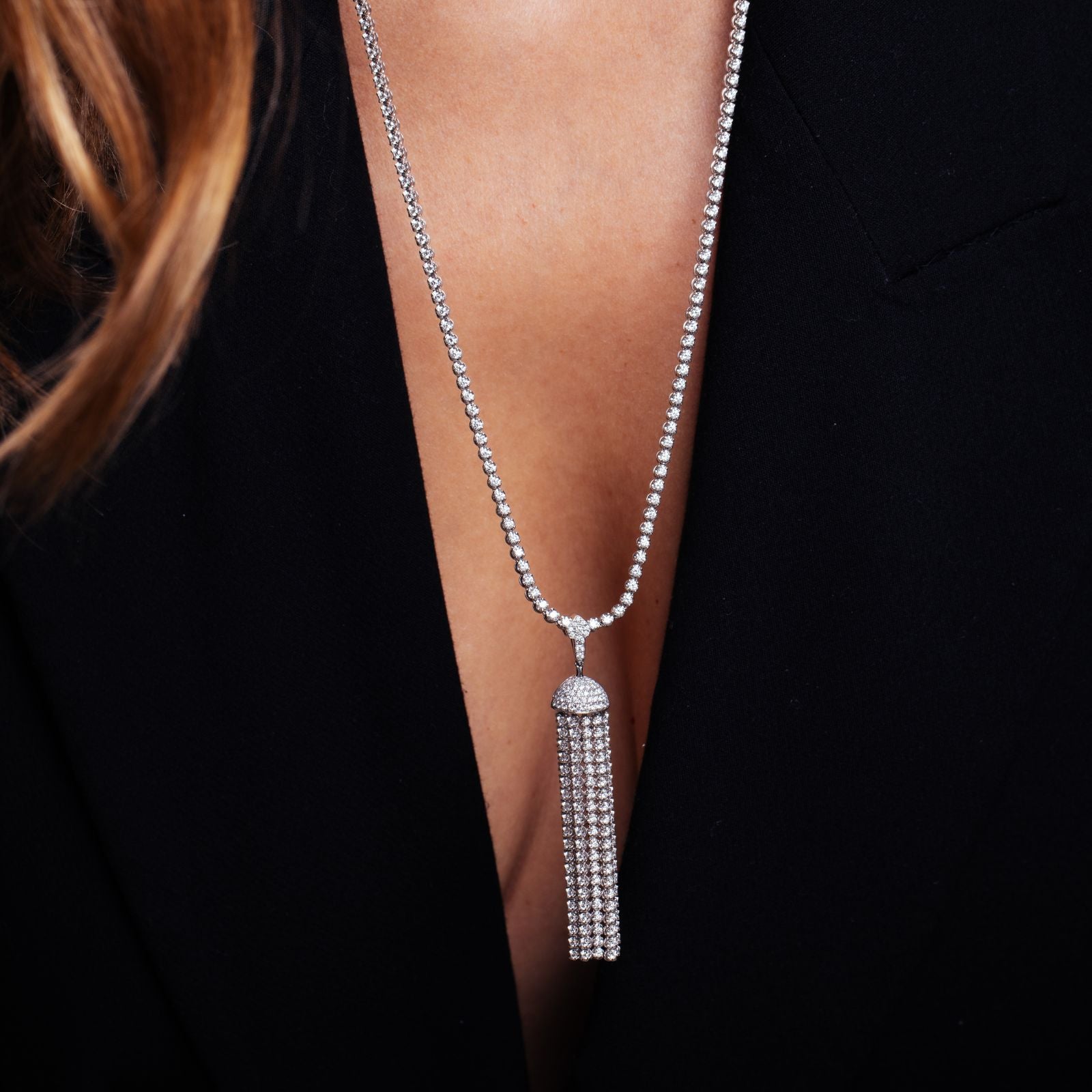 GalaSautoir, or blanc, diamants  - VEND