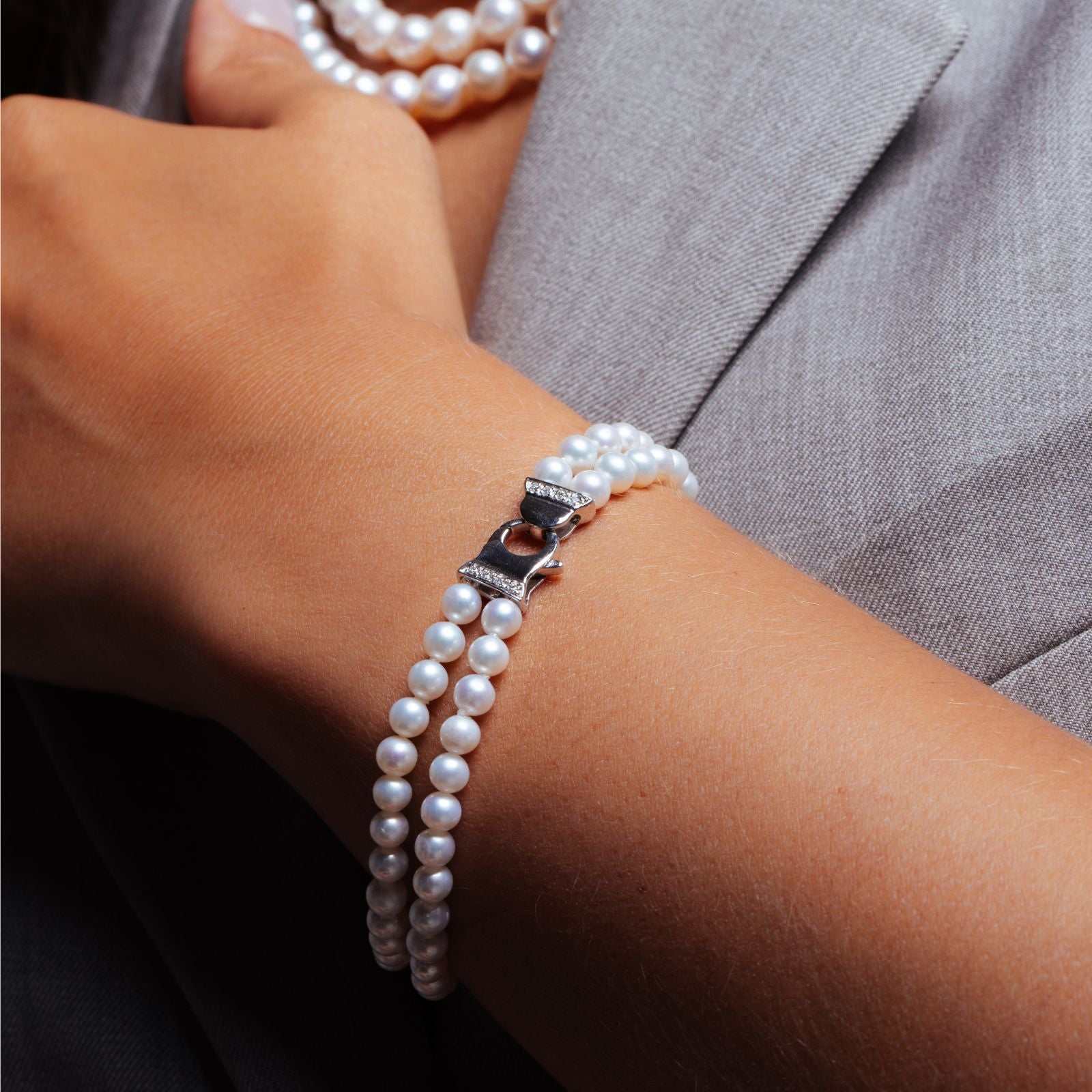 LunaBracelet, or, perles eau douce, diamants - CZ