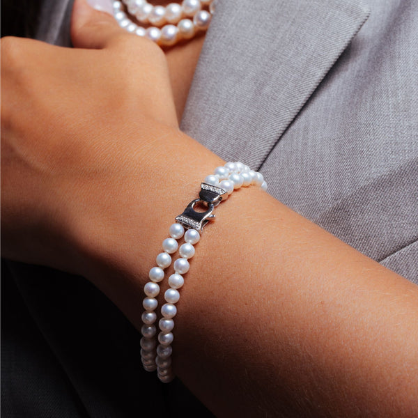 LunaBracelet, or, perles eau douce, diamants - CZ
