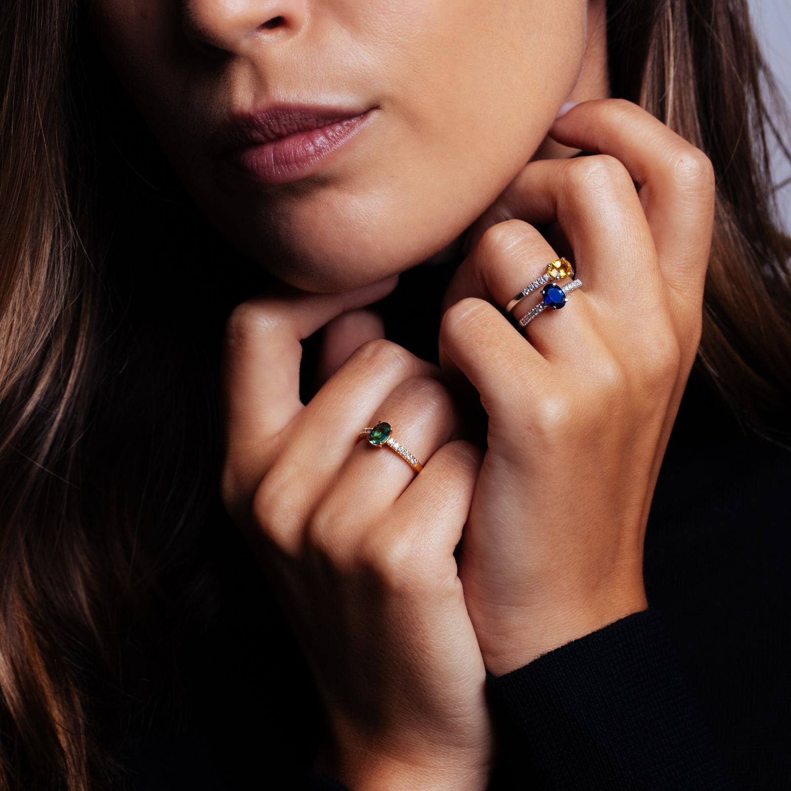 DéliceBague, or rose, saphir vert, diamants - PF