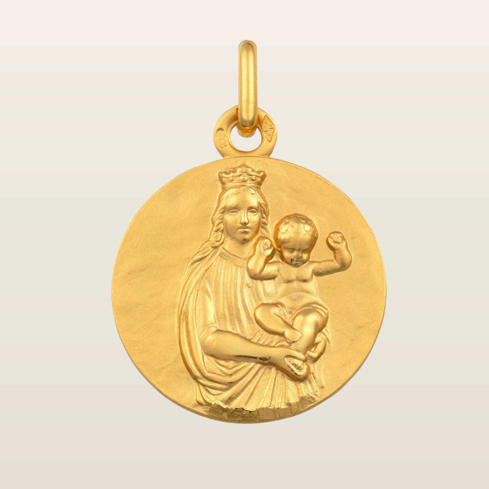 Médaille en or jaune de Notre Dame de la Garde simple face fabriqué par la Maison Pellegrin