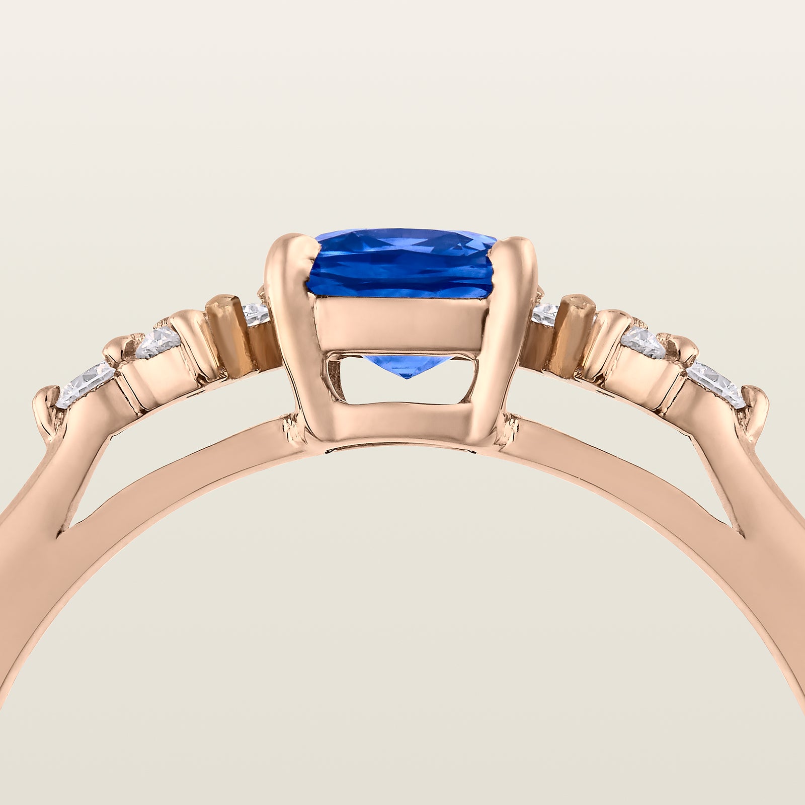 Baby LilaBague, or rose, saphir taille coussin, diamants - CAL